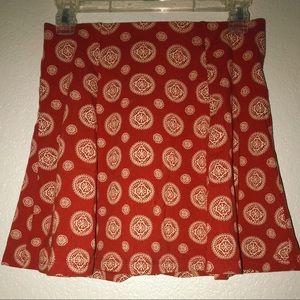 Red Designed Pleated Skirt